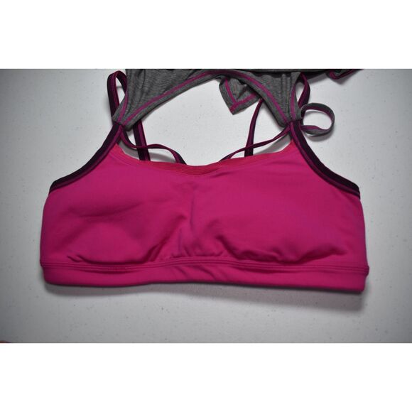 Athleta Drishti Built in Bra Strappy Tank Top Gray Pink Yoga Athleticwear Medium - Picture 6 of 8